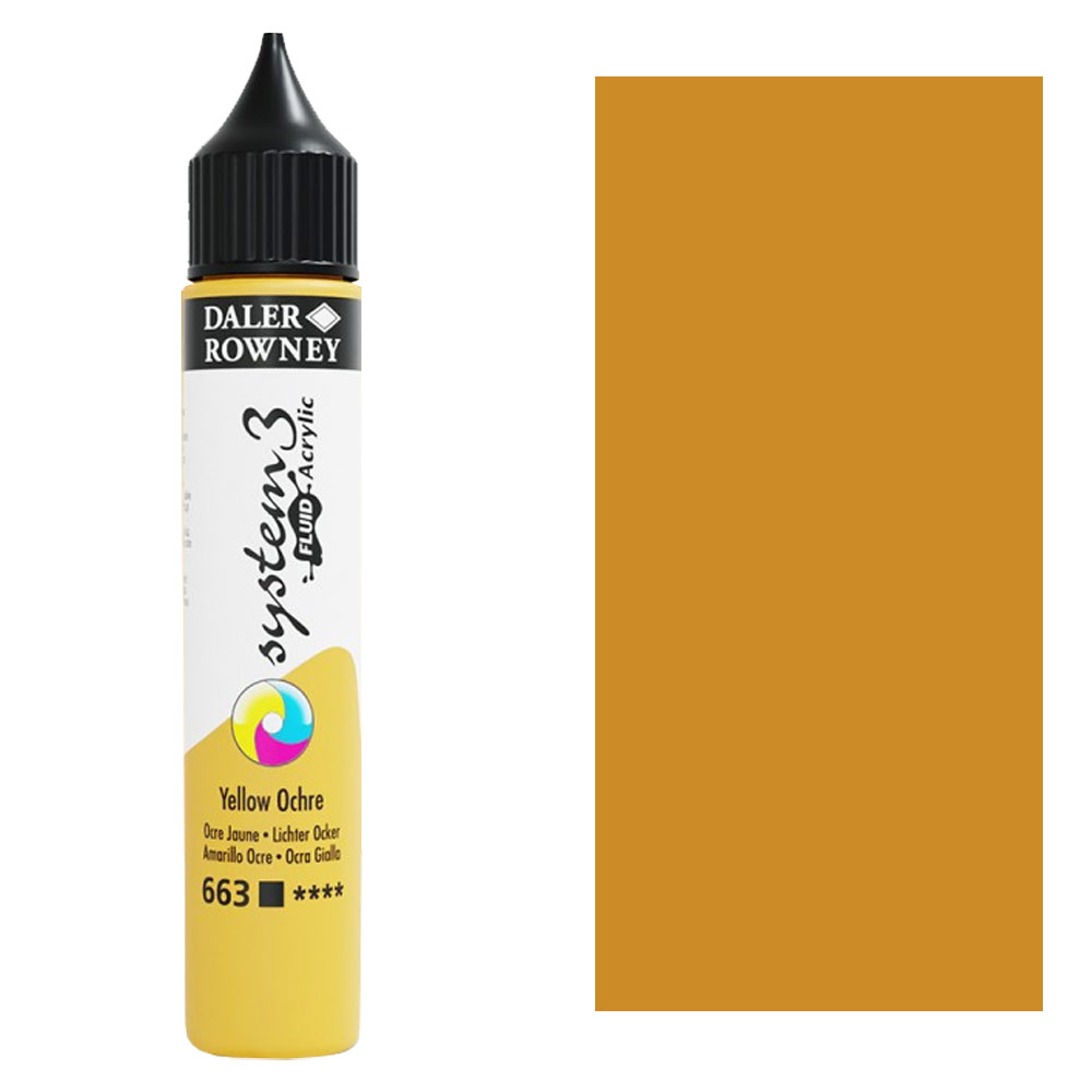Daler-Rowney System3 Fluid Acrylic 29.5ml Yellow Ochre