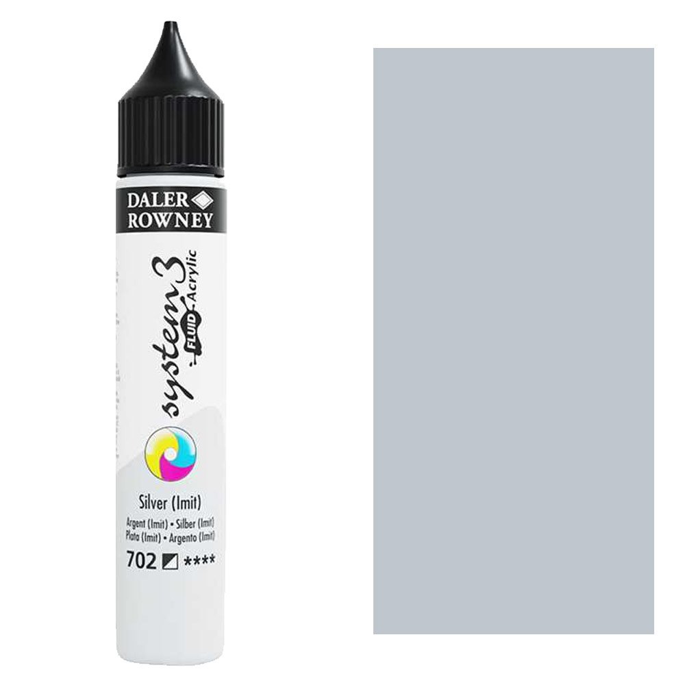 Daler-Rowney System3 Fluid Acrylic 29.5ml Silver (Imitation)