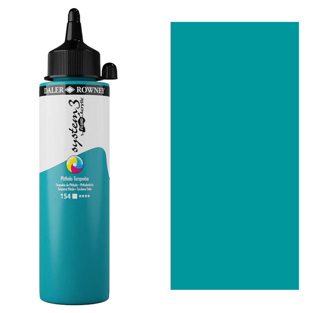 Daler-Rowney System3 Fluid Acrylic 250ml Phthalo Turquoise