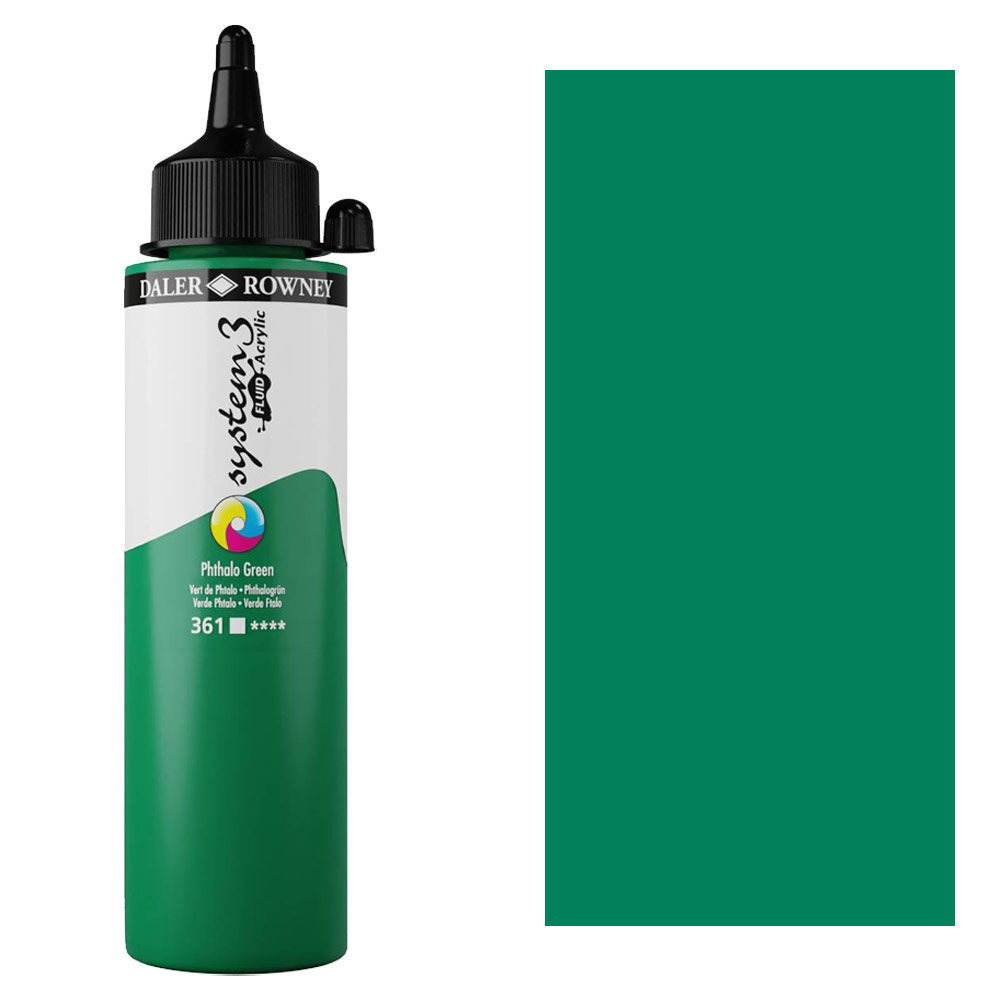 Daler-Rowney System3 Fluid Acrylic 250ml Phthalo Green