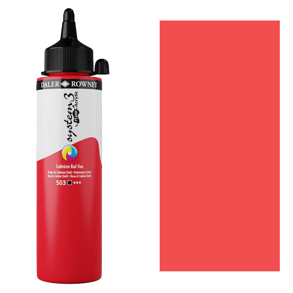 Daler-Rowney System3 Fluid Acrylic 250ml Cadmium Red Hue