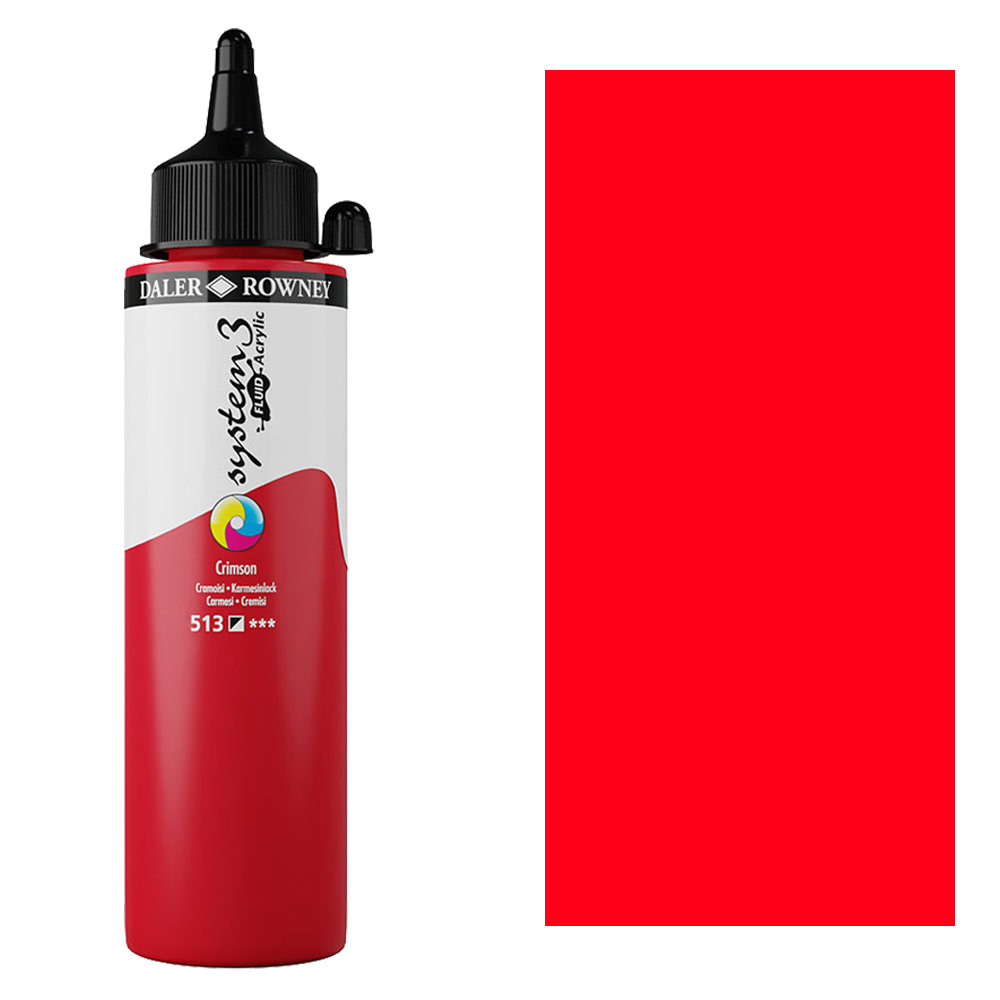 Daler-Rowney System3 Fluid Acrylic 250ml Crimson