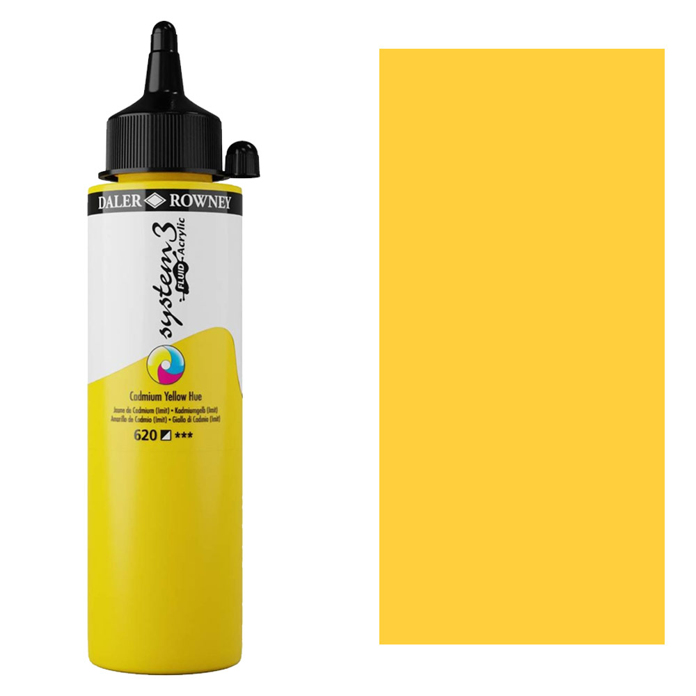 Daler-Rowney System3 Fluid Acrylic 250ml Cadmium Yellow Hue