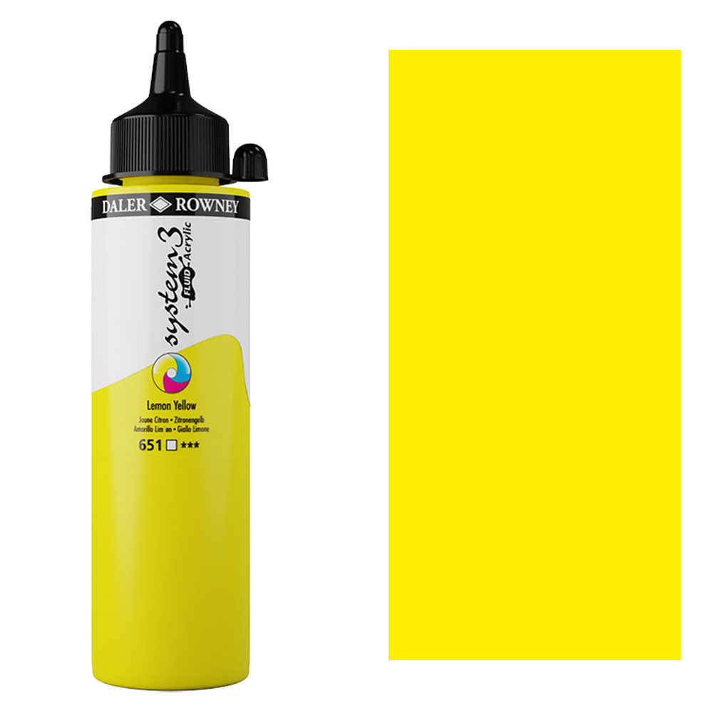 Daler-Rowney System3 Fluid Acrylic 250ml Lemon Yellow
