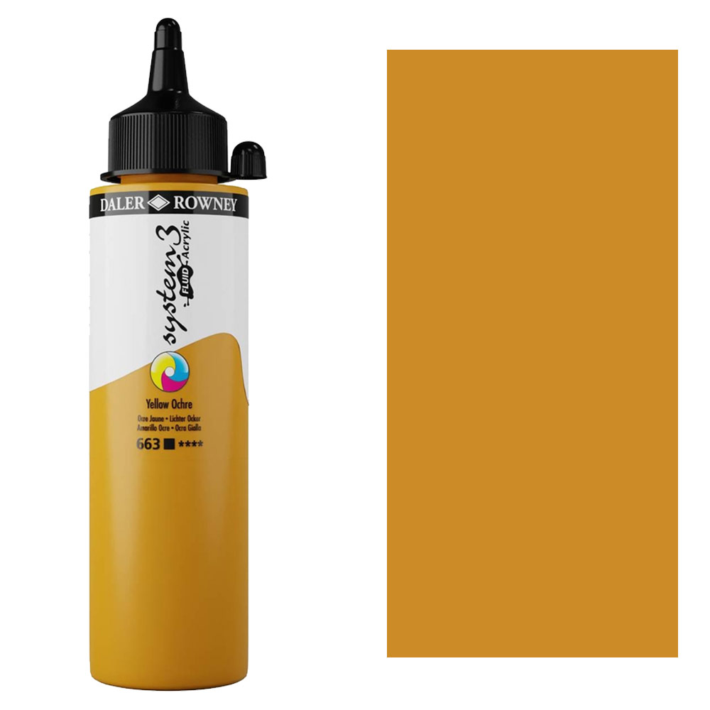 Daler-Rowney System3 Fluid Acrylic 250ml Yellow Ochre
