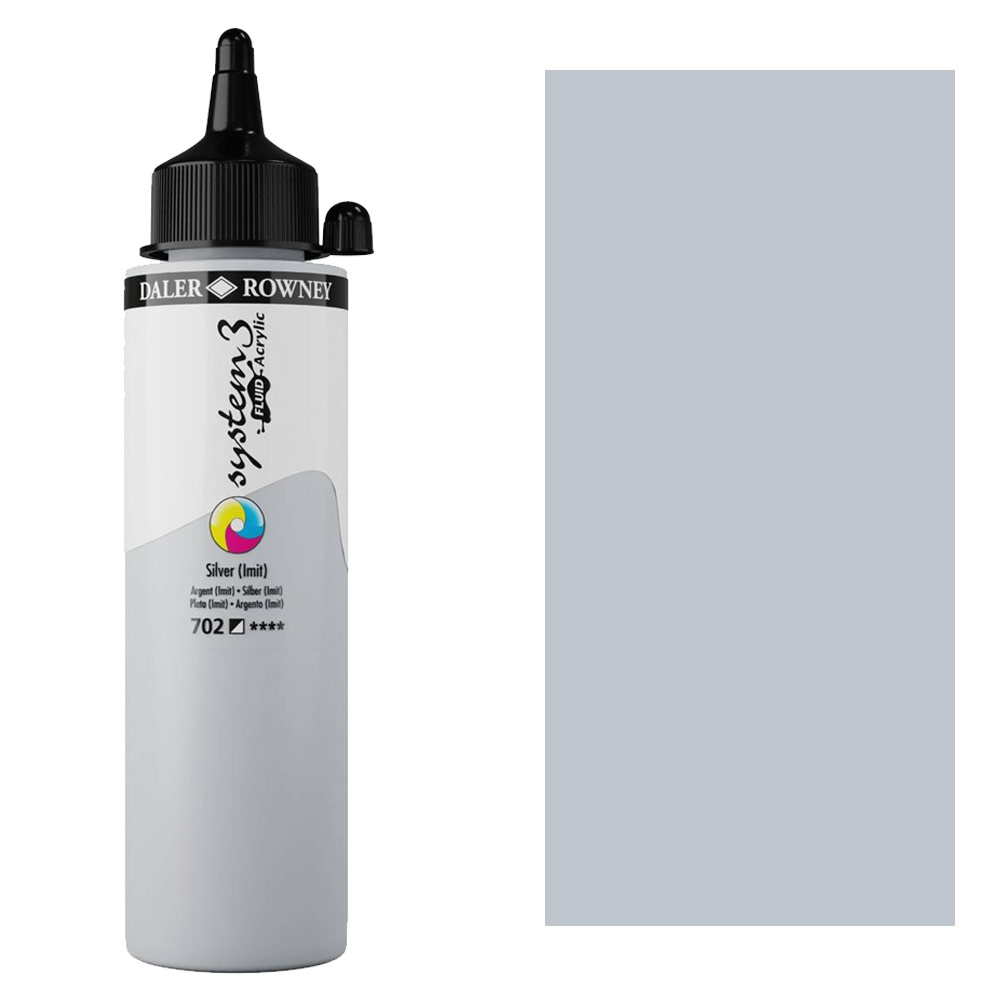Daler-Rowney System3 Fluid Acrylic 250ml Silver (Imitation)
