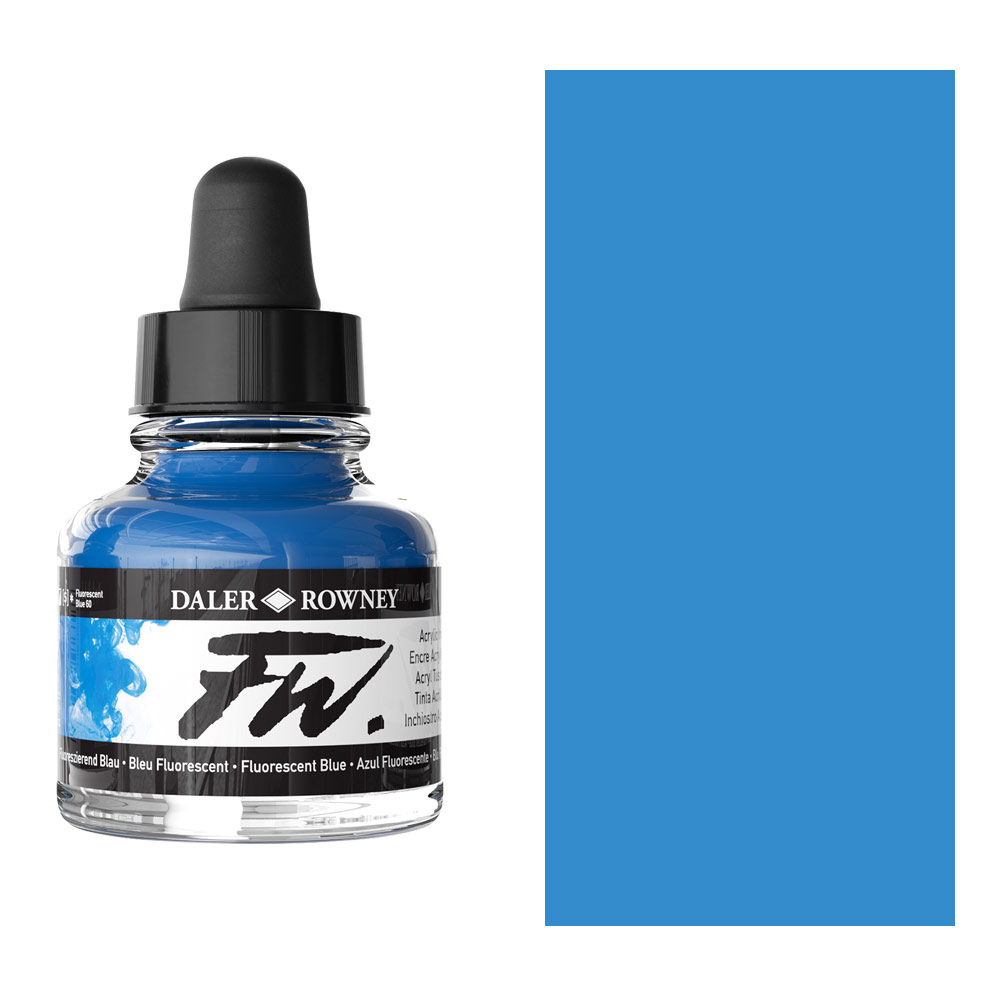 Daler Rowney FW Acrylic Ink Bottle Rowney Blue - Versatile Acrylic Drawing  Ink for Artists and Students - Permanent Calligraphy Ink - Archival Ink for
