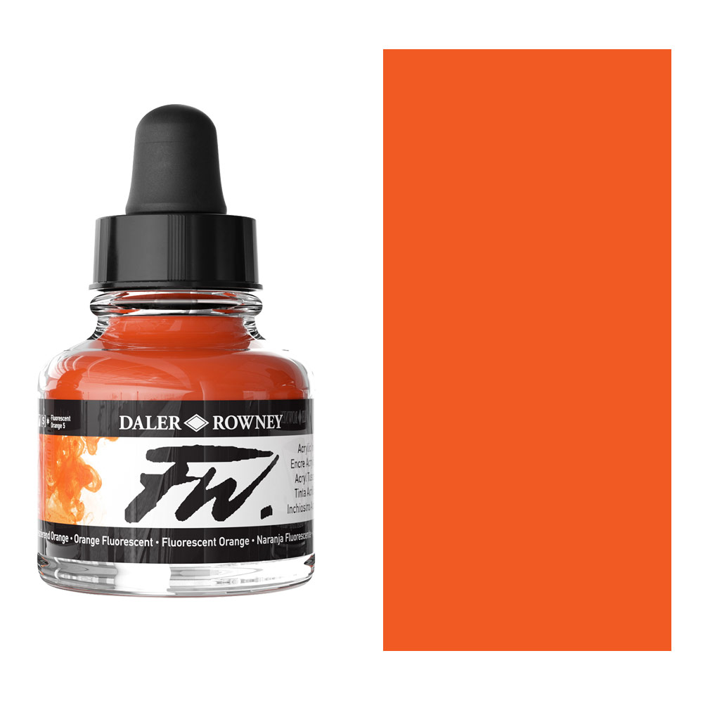Daler-Rowney FW Acrylic Ink 1oz Fluorescent Orange