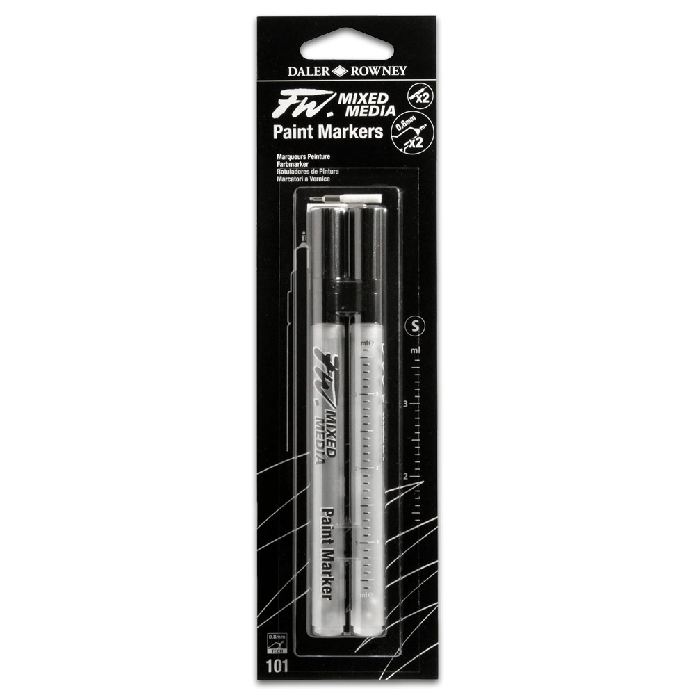 Daler-Rowney FW Mixed Media Paint Marker 2 Pack 0.8mm Tech + Nibs