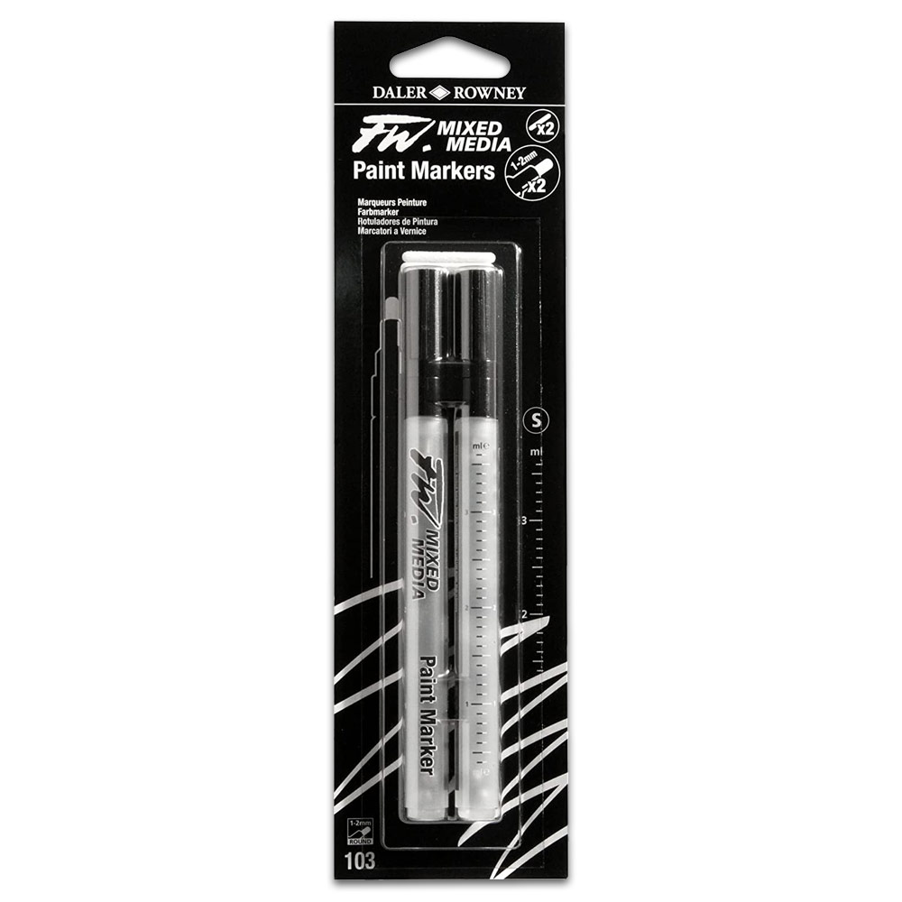 Daler-Rowney FW Mixed Media Paint Marker 2 Pack 1-2mm Round + Nibs