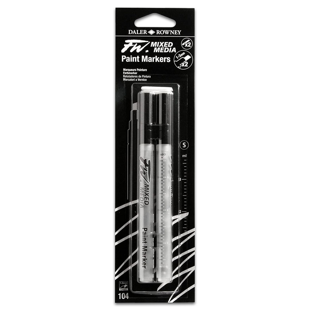 Daler-Rowney FW Mixed Media Paint Marker 2 Pack 1-3mm Chisel + Nibs