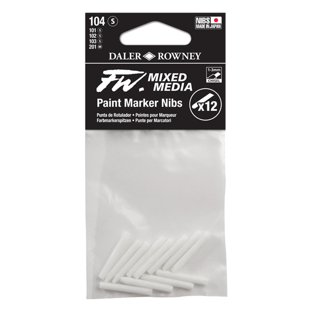 Daler-Rowney FW Mixed Media Paint Marker Nibs 12 Pack 1-3mm Chisel