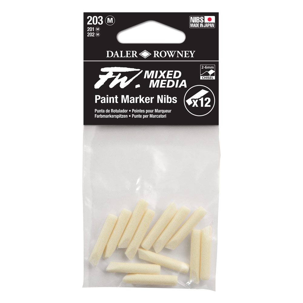 Daler-Rowney FW Mixed Media Paint Marker Nibs 12 Pack 2-6mm Chisel
