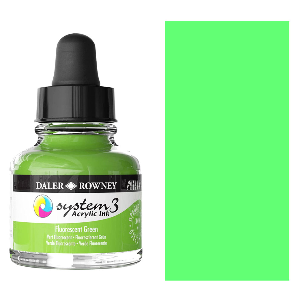 Daler-Rowney System3 Acrylic Ink 29.5ml Fluorescent Green