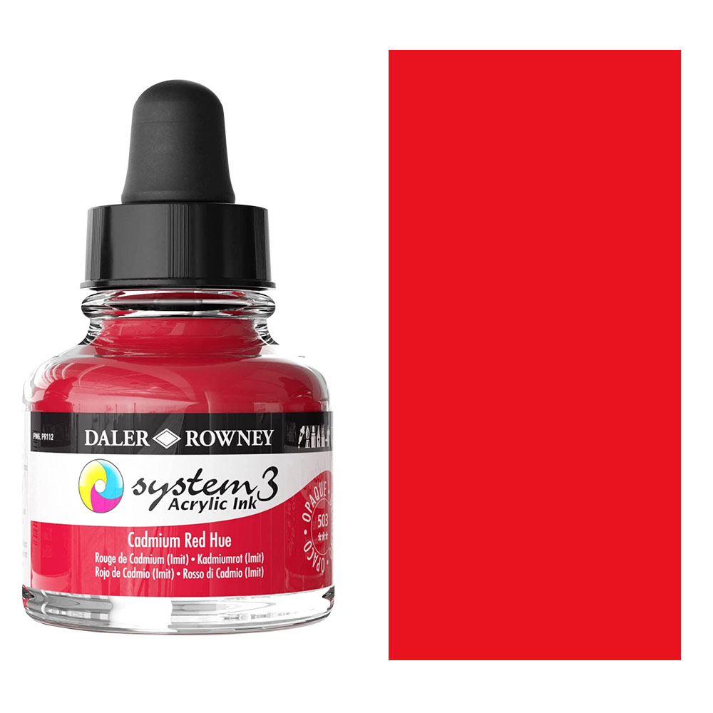 Daler-Rowney System3 Acrylic Ink 29.5ml Cadmium Red Hue
