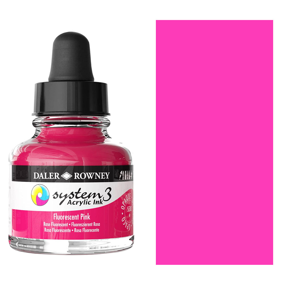 Daler-Rowney System3 Acrylic Ink 29.5ml Fluorescent Pink