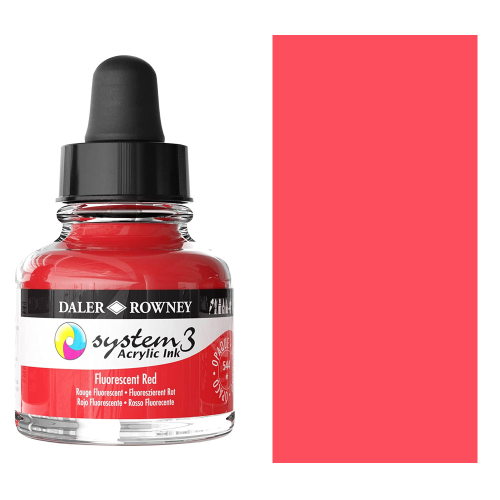 Daler-Rowney System3 Acrylic Ink 29.5ml Fluorescent Red