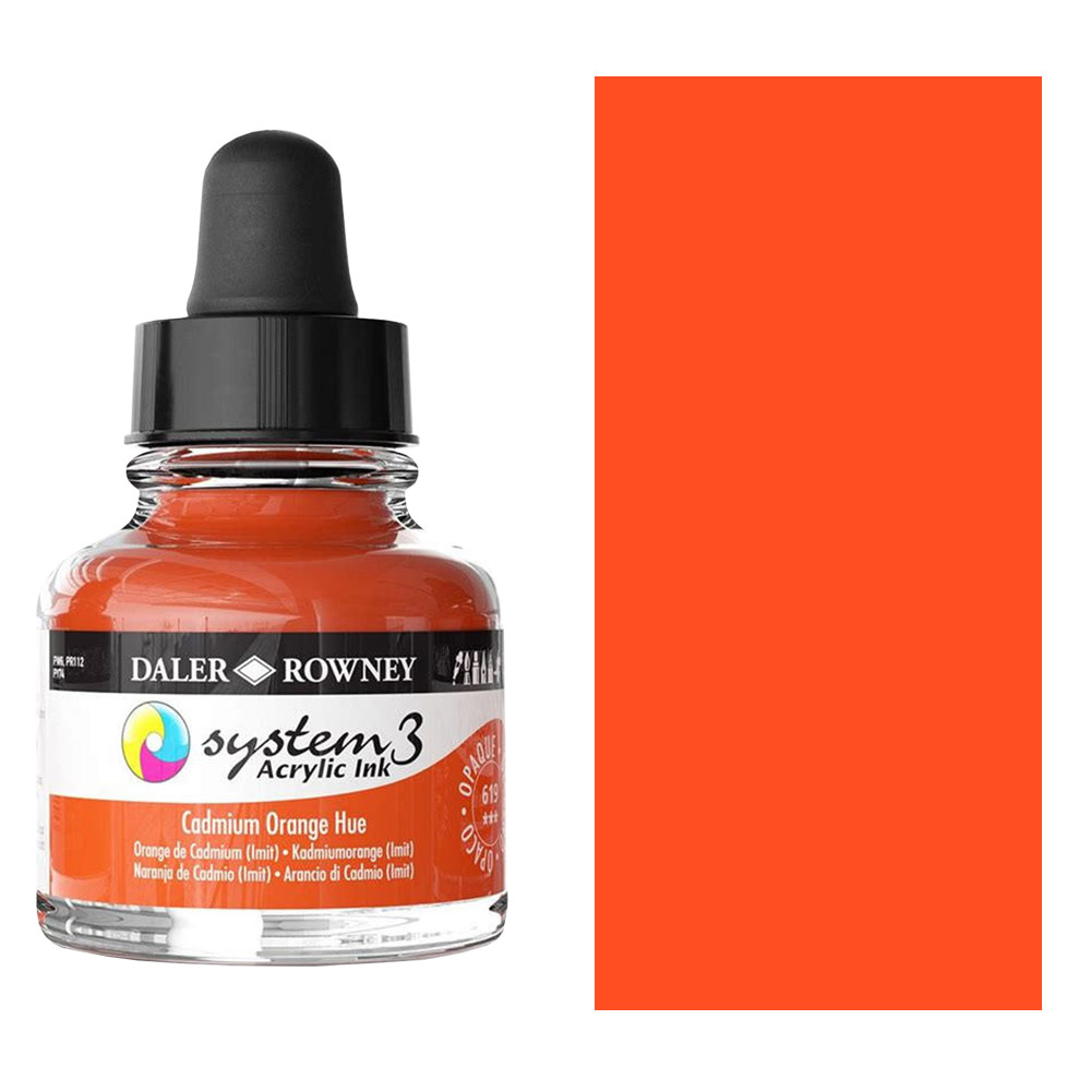 Daler-Rowney System3 Acrylic Ink 29.5ml Cadmium Orange Hue