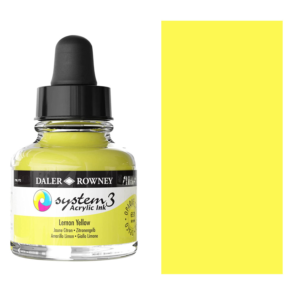 Daler-Rowney System3 Acrylic Ink 29.5ml Lemon Yellow