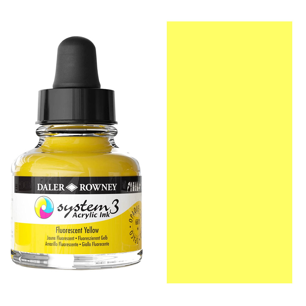 Daler Rowney : System 3 : Acrylic Ink : 29.5ml : Yellow Ochre