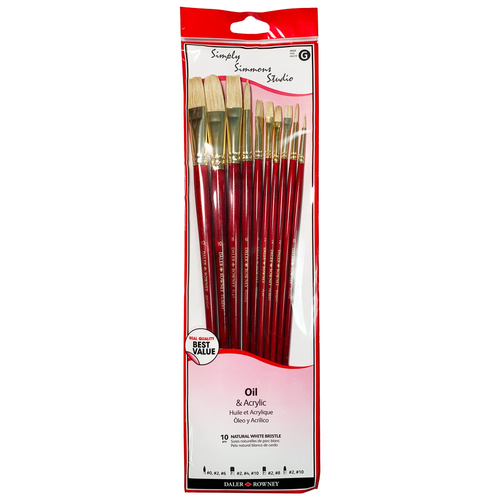 Daler-Rowney Simply Simmons Studio Bristle Brush 10 Set Assorted