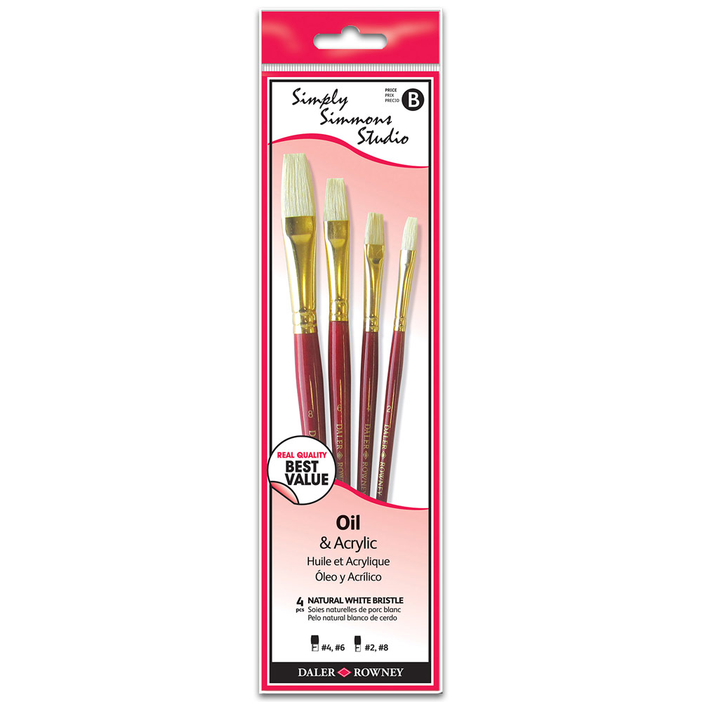 Daler-Rowney Simply Simmons Studio Bristle Brush 4 Set Assorted