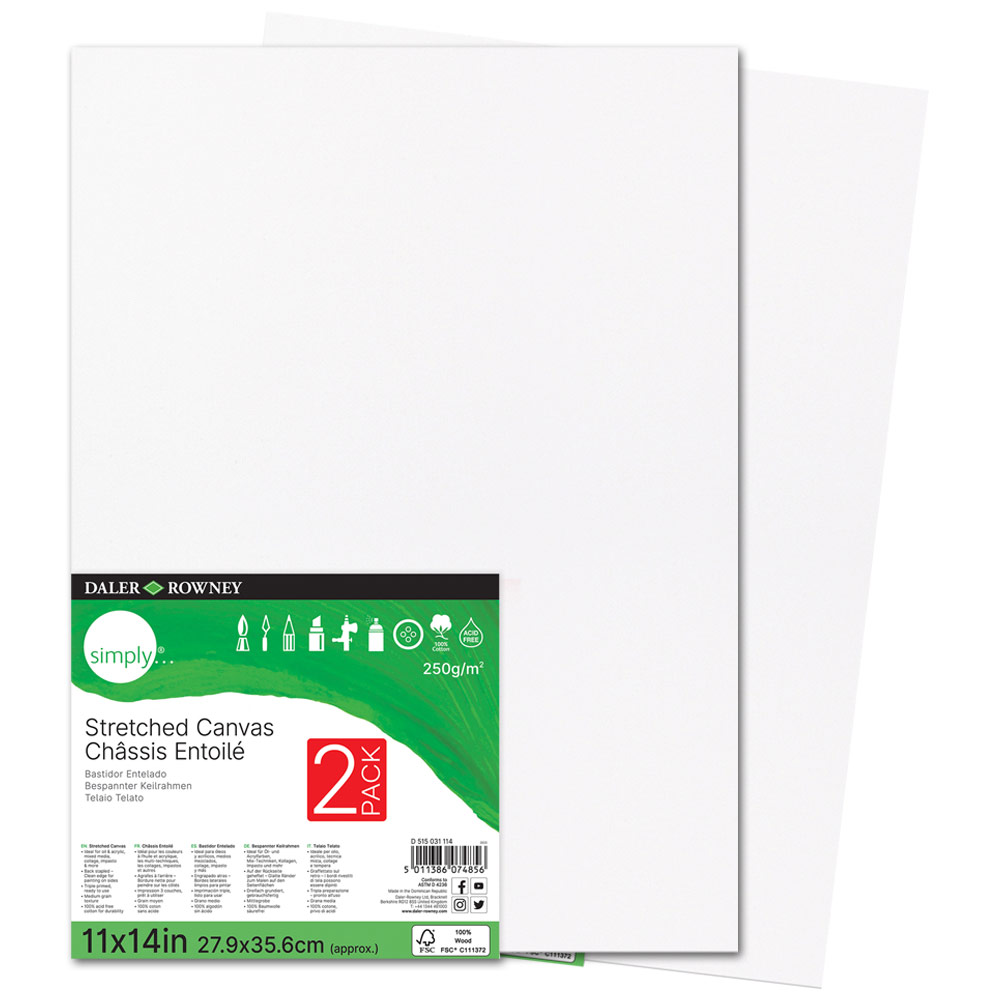 Daler-Rowney Simply Stretched Canvas 2 Pack 11"x14"