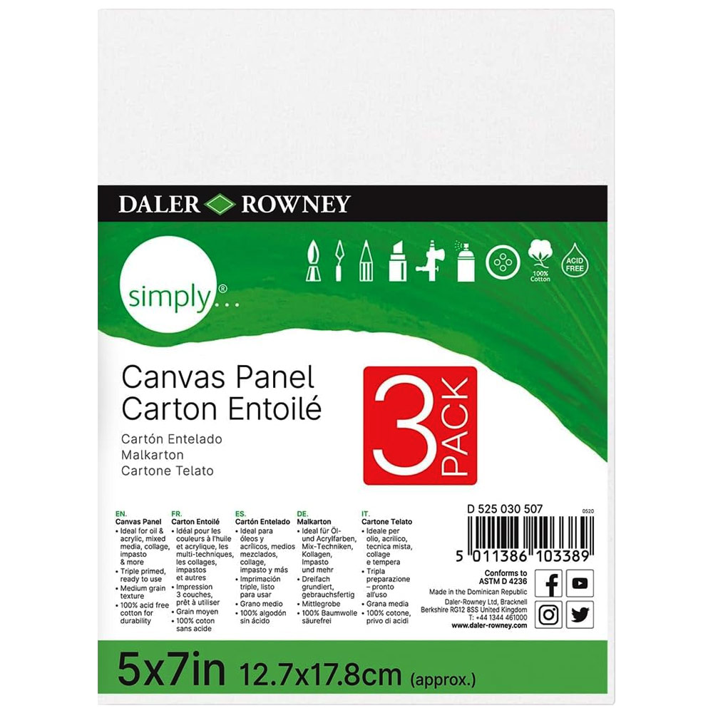 Daler-Rowney Simply Canvas Panel 3 Pack 5"x7"