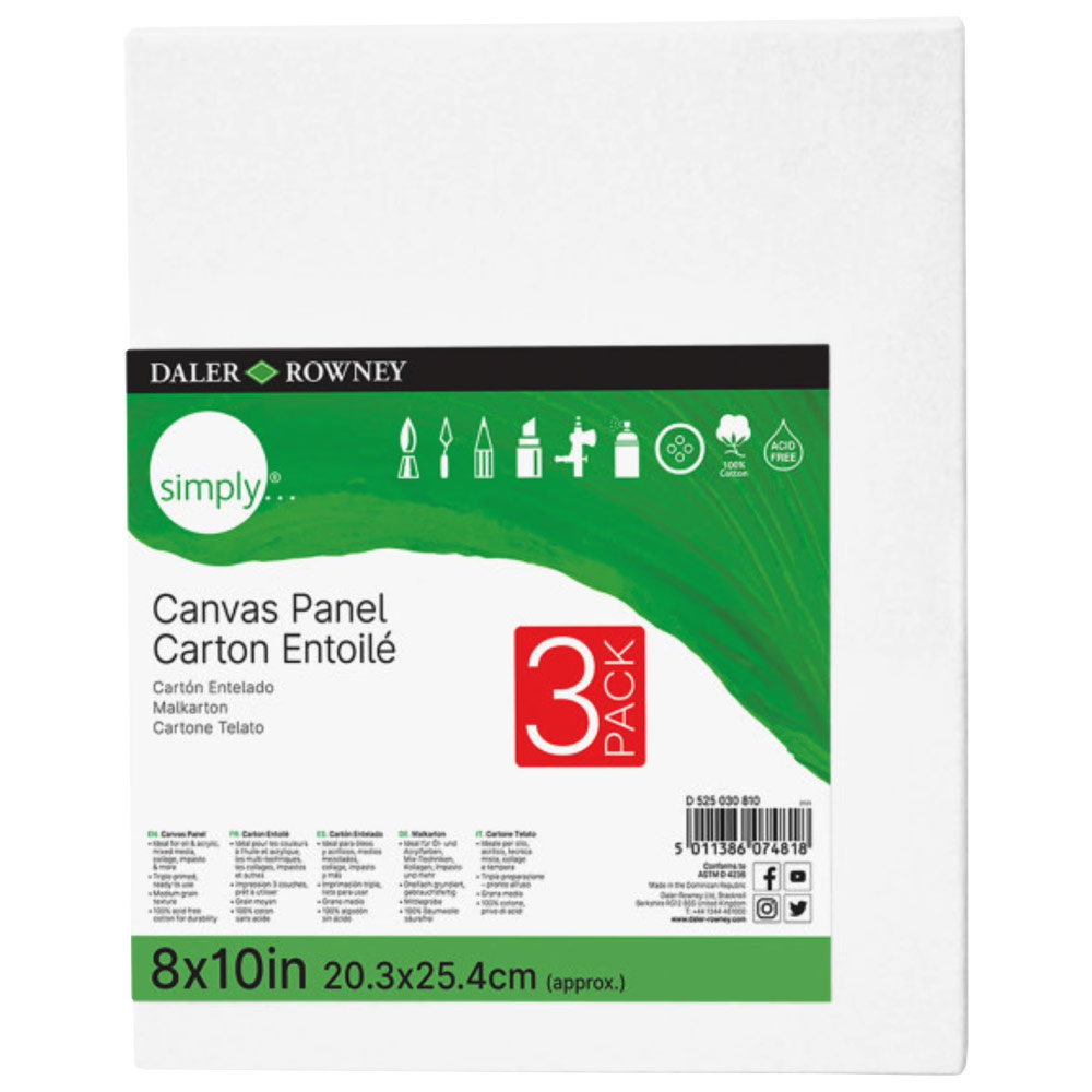 Daler-Rowney Simply Canvas Panel 3 Pack 8"x10"