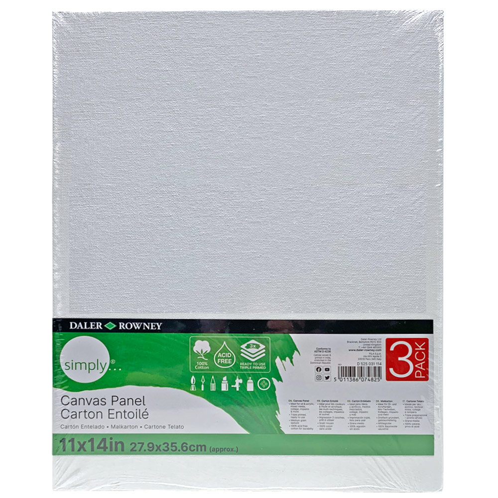 Daler-Rowney Simply Canvas Panel 3 Pack 11"x14"