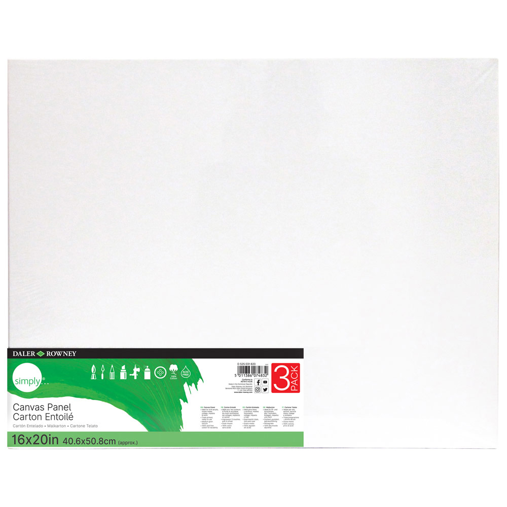 Daler-Rowney Simply Canvas Panel 3 Pack 16"x20"
