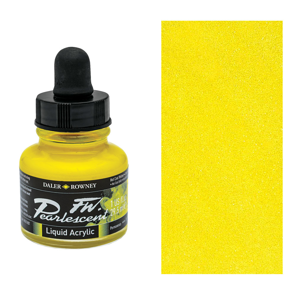Daler-Rowney FW Pearlescent Liquid Acrylic Ink 1oz Hot Cool Yellow