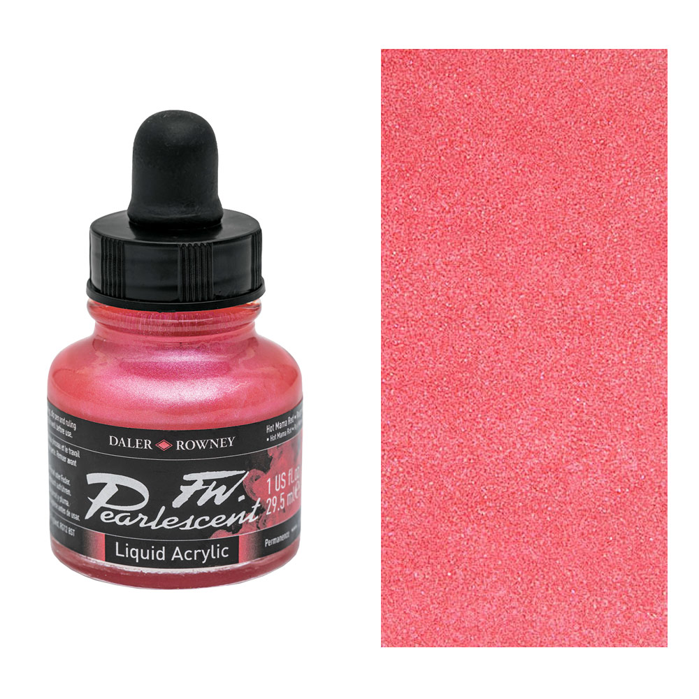 Daler-Rowney FW Pearlescent Liquid Acrylic Ink 1oz Hot Mama Red