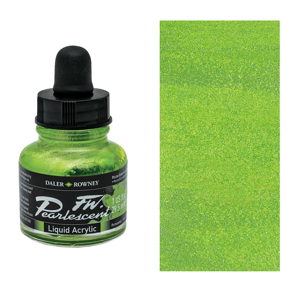 Daler-Rowney FW Pearlescent Liquid Acrylic Ink 1oz Macaw Green