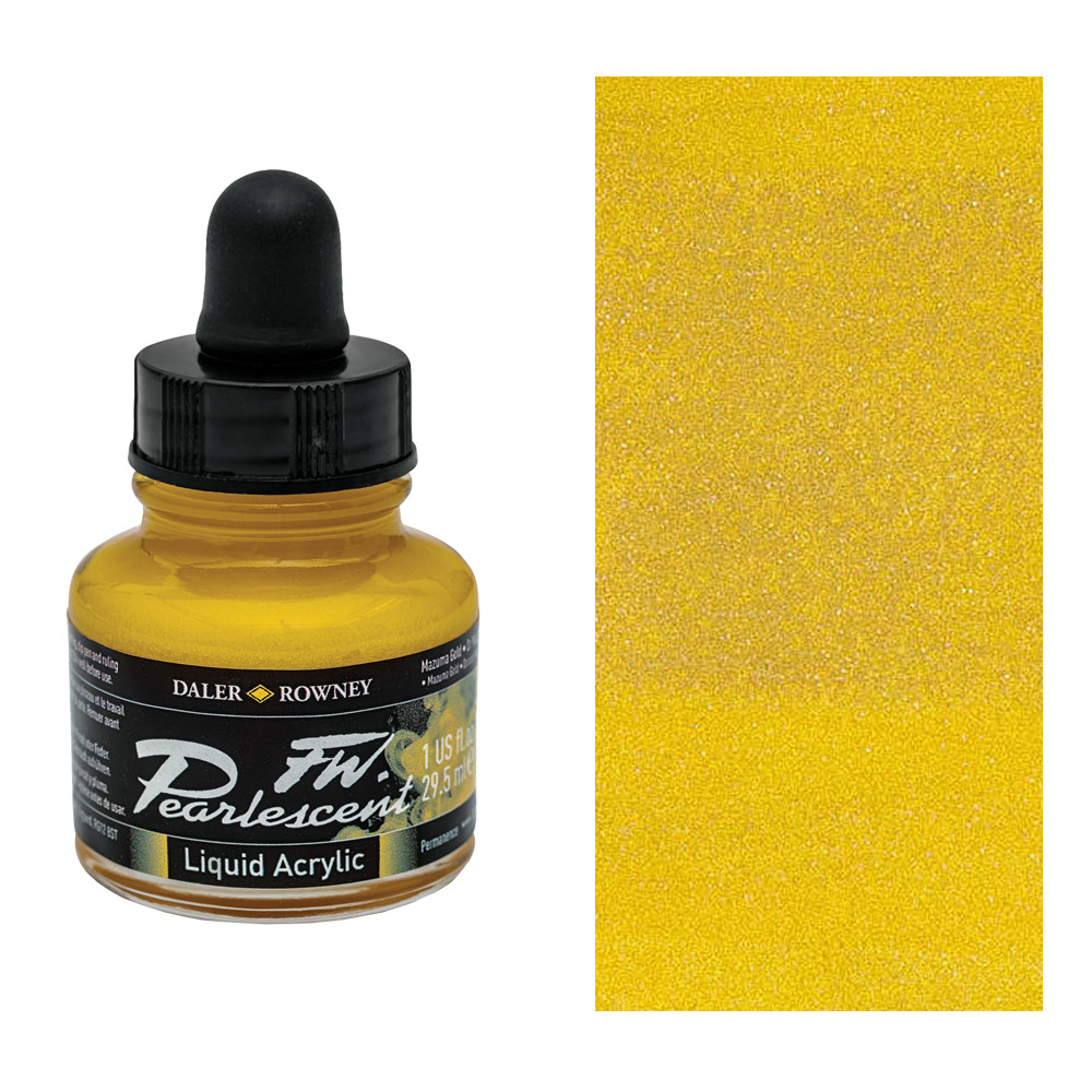 Daler-Rowney FW Pearlescent Liquid Acrylic Ink 1oz Mazuma Gold