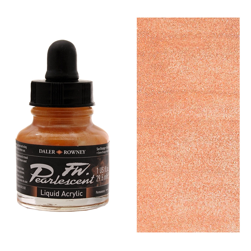 Daler-Rowney FW Pearlescent Liquid Acrylic Ink 1oz Sun Orange