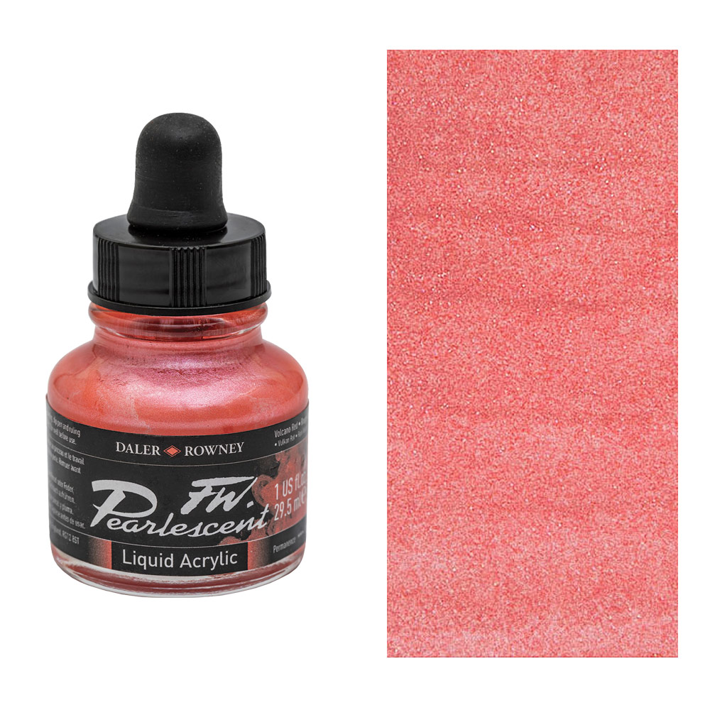 Daler-Rowney FW Pearlescent Liquid Acrylic Ink 1oz Volcano Red