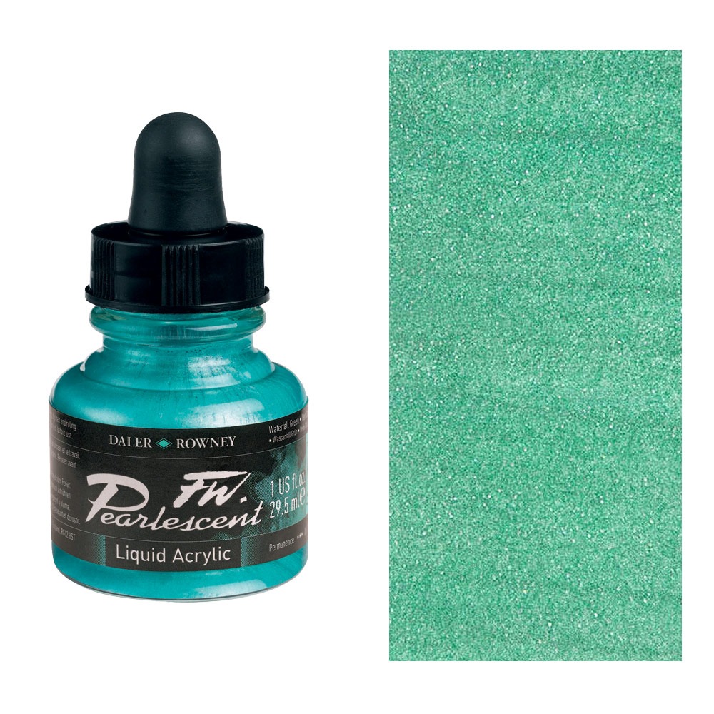 Daler-Rowney FW Pearlescent Acrylic Ink 1 oz Waterfall Green