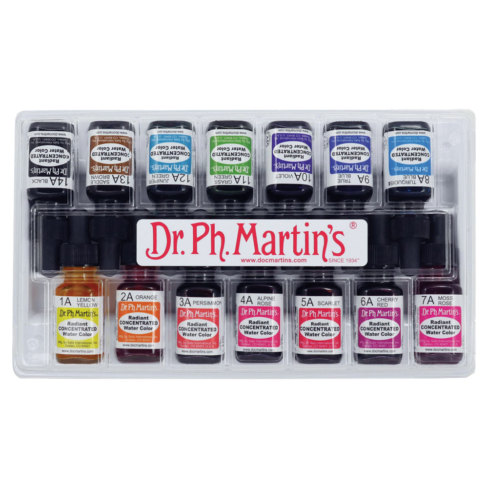 Dr. Ph. Martin's Radiant Concentrated Watercolor 14 x 0.5oz Set A