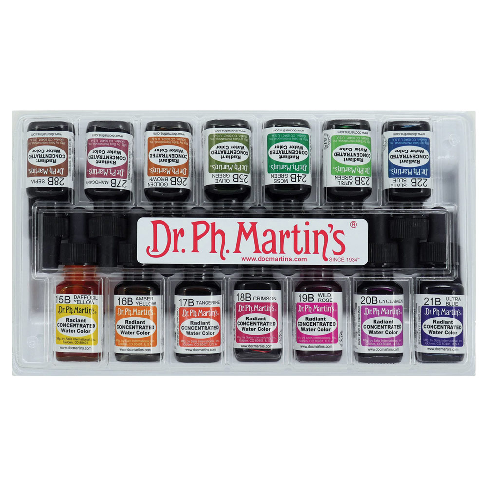 Dr. Ph. Martin's Radiant Concentrated Watercolor 14 x 0.5oz Set B