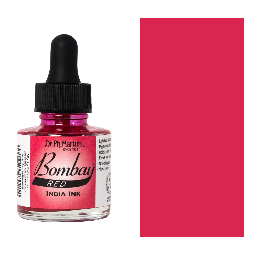 Dr. Ph. Martin's Bombay Waterproof India Ink 1oz Red