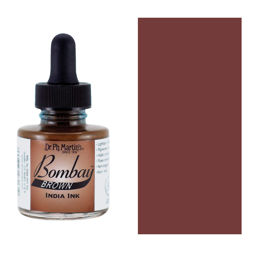 Dr. Ph. Martin's Bombay Waterproof India Ink 1oz Brown