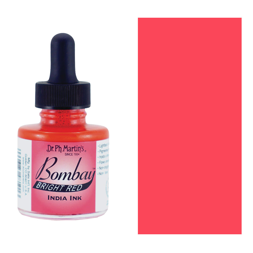 Dr. Ph. Martin's Bombay Waterproof India Ink 1oz Bright Red