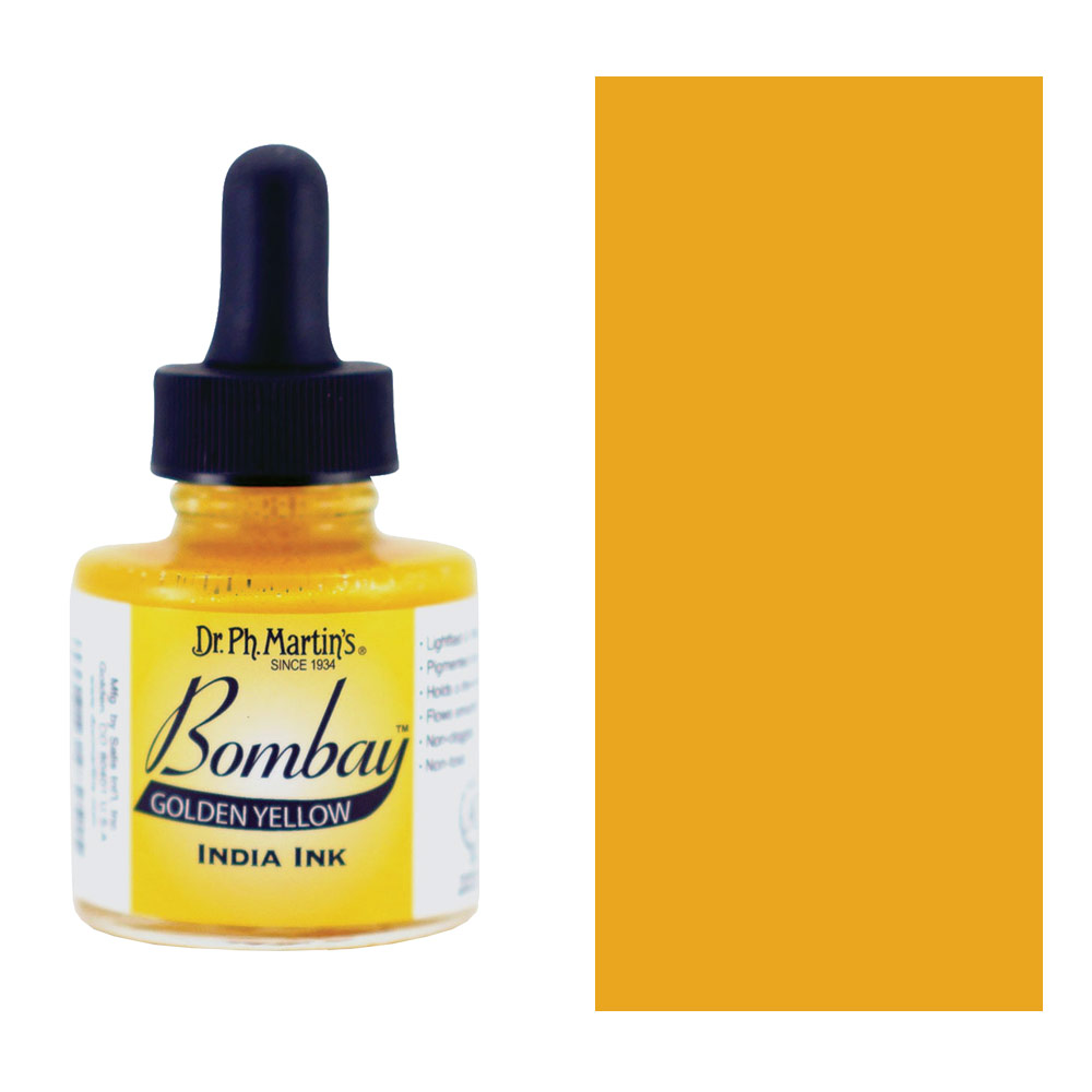 Dr. Ph. Martin's Bombay Waterproof India Ink 1oz Gold Yellow