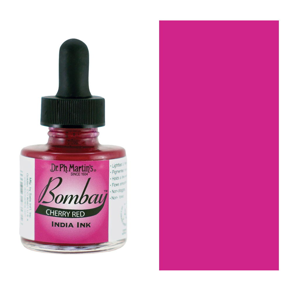 Dr. Ph. Martin's Bombay Waterproof India Ink 1oz Cherry Red