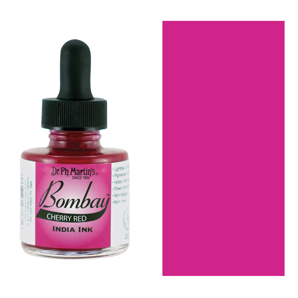 Dr. Ph. Martin's Bombay Waterproof India Ink 1oz Cherry Red