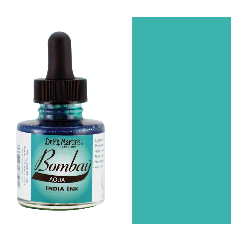 Dr. Ph. Martin's Bombay Waterproof India Ink 1oz Aqua