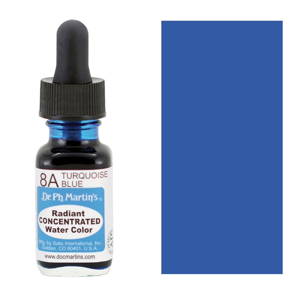 Dr. Ph. Martin's Radiant Concentrated Watercolor 0.5oz Turquoise Blue
