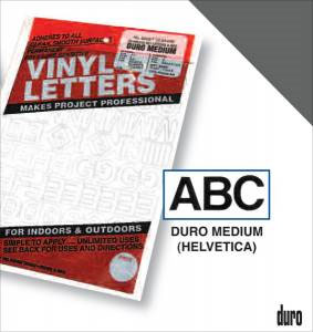 Duro Adhesive Vinyl Helvetica Letters & Numbers 1/2" Silver