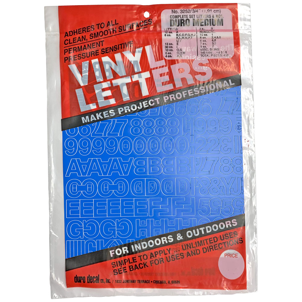 Duro Adhesive Vinyl Helvetica Letters & Numbers 3/4" Blue